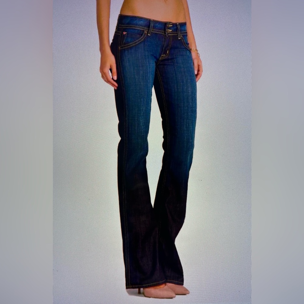 Hudson Jeans. Midrise ,Boot cut Navy Skinny Jeans with Contrast Stitching. Tall